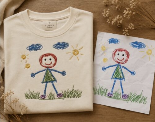 Bluza z haftem rysunku dziecka