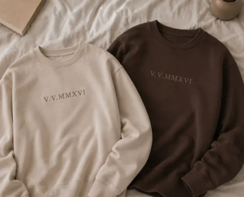 Bluza bez Kapturu dla Pary z Haftowaną Datą
